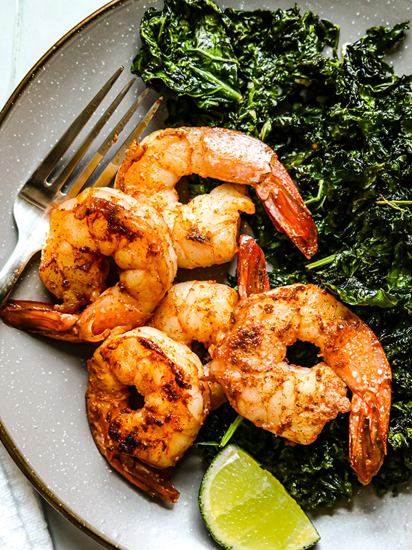 Spicy Shrimp with Roasted Garlic Kale 