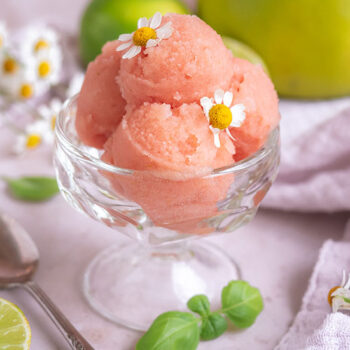 Red Pomelo Sorbet with Ginger and Basil