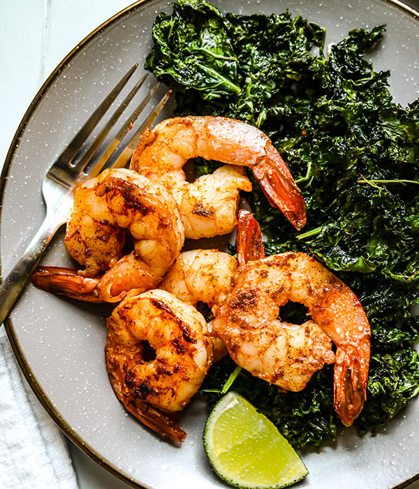 Spicy Shrimp with Roasted Garlic Kale