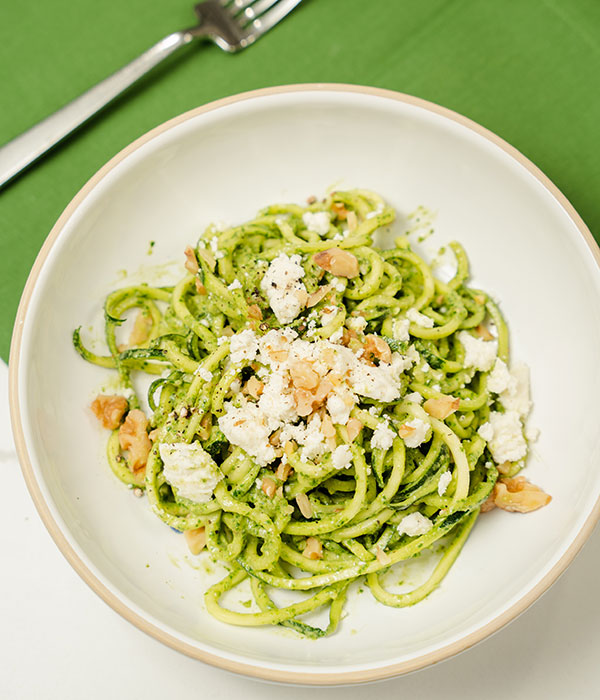 Zoodles with Basil Spinach Lime Pesto