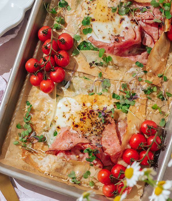 Baked Ham and Egg Crepes
