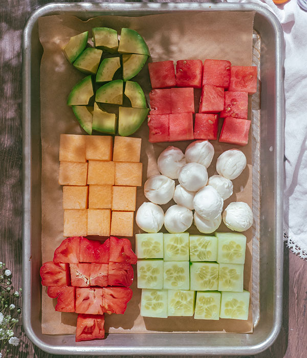 Melon and Mozzarella Mosaic Salad Ingredients