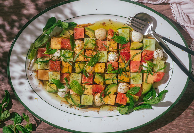 Melon and Mozzarella Mosaic Salad