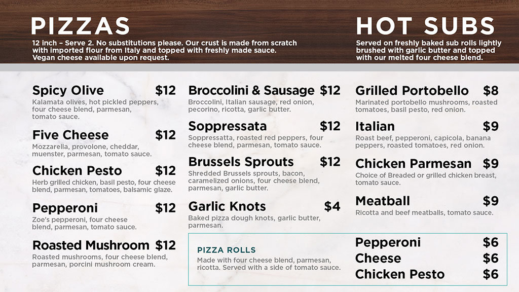 Heinen's Chagrin Falls Pizza and Subs Menu