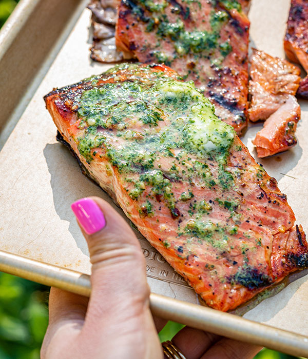 Grilled Wild Sockeye Salmon with Lemon Herb Butter
