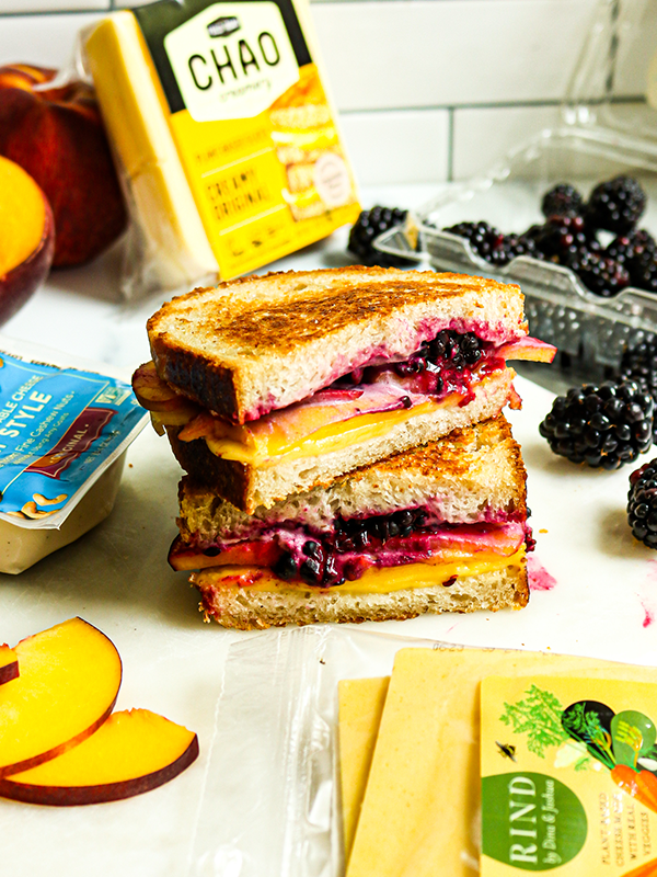 Plant-Based Grilled Cheese with Blackberries and Peaches