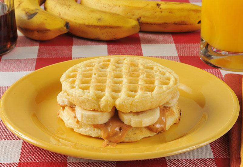 Peanut Butter and Banana Waffle Sandwich