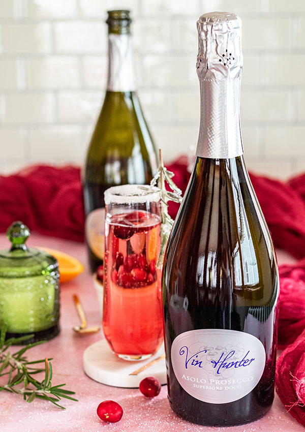 Vin Hunter Prosecco Bottle with Cranberry Mimosa