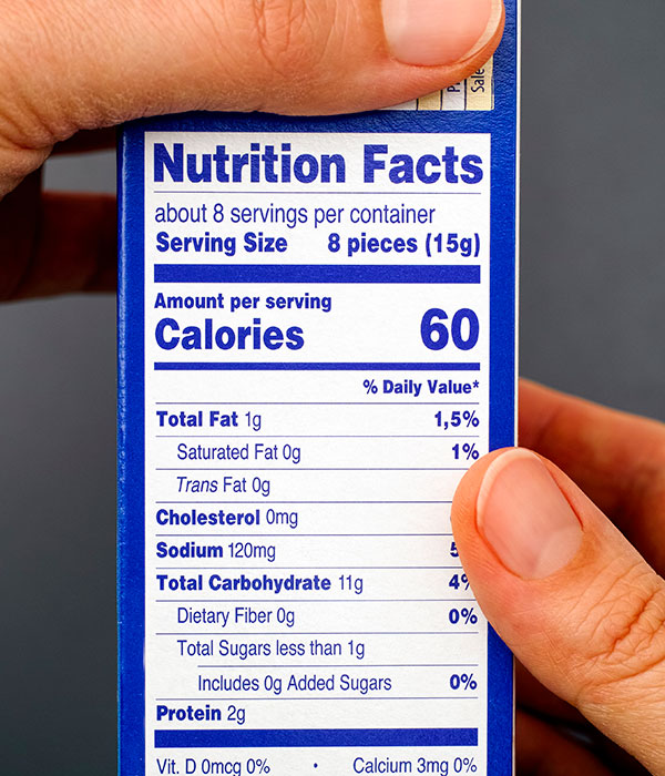 Blue Nutrition Facts Panel