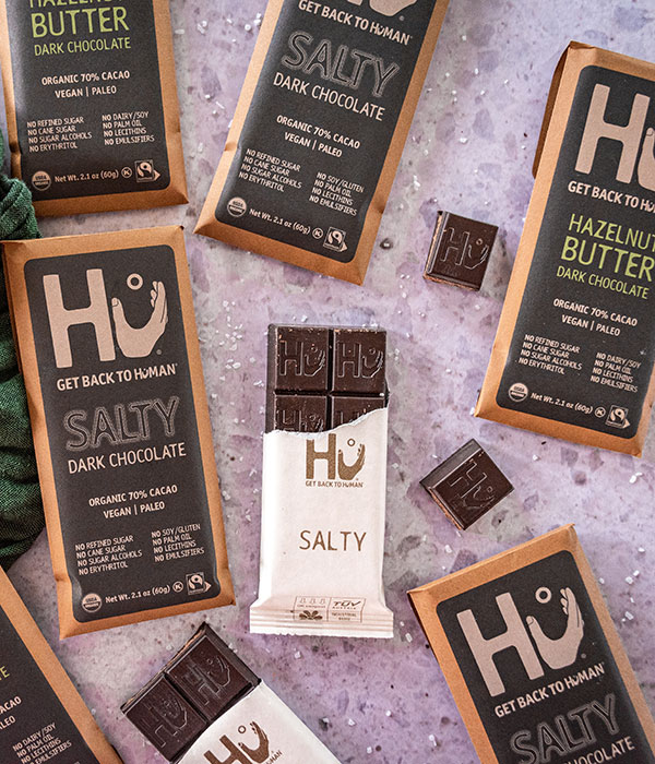 Open and Sealed Hu Chocolate Bars