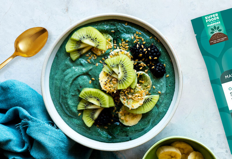 Greens Powder Supplements in a Fruit Smoothie Bowl