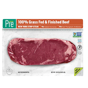 Pre Beef New York Strip Steak in Packaging 