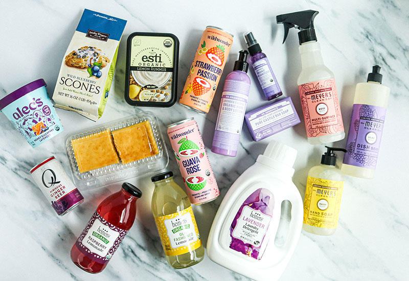 Spring Flavored and Scented Products Laying on a Flat Neutral Surface