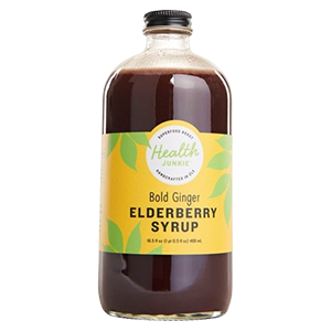 Health Junkie Ginger Elderberry Syrup In Bottle