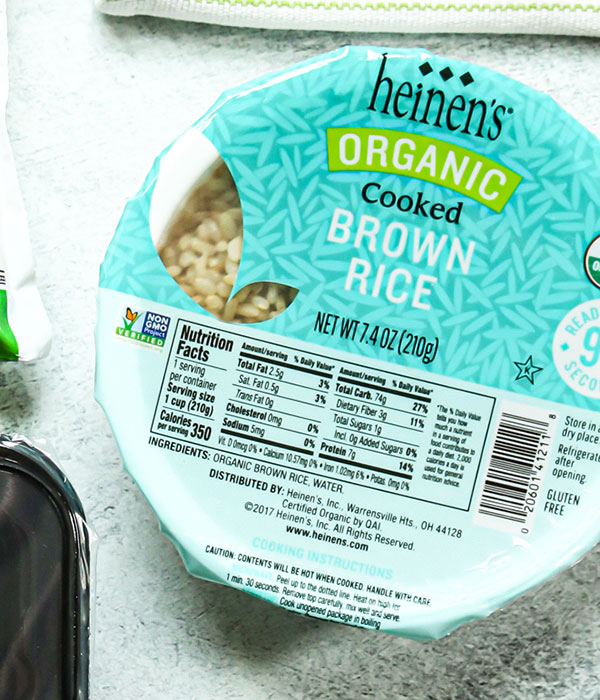 A Container of Heinen's Organic Cooked Brown Rice