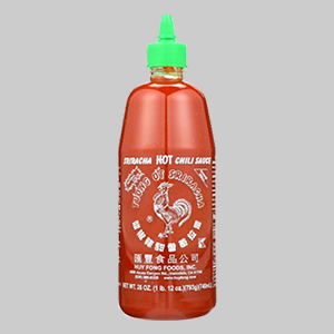 Huy Fong Sriracha Sauce Squeeze Bottle on a Gray Background