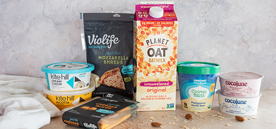 A collection of Dairy Free Products in their Packaging